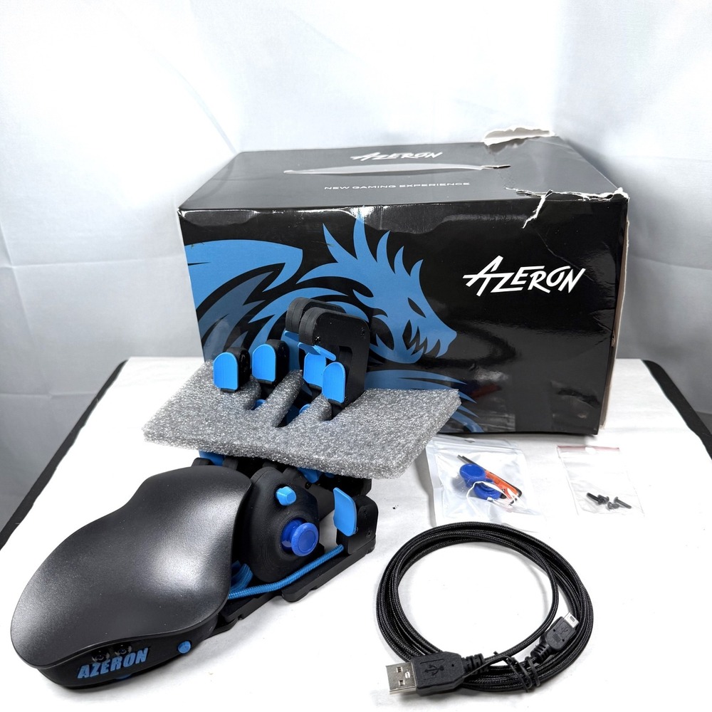 Azeron Cyborg PC Gaming Keypad Mappable Keys Blue/Black / New Open Box